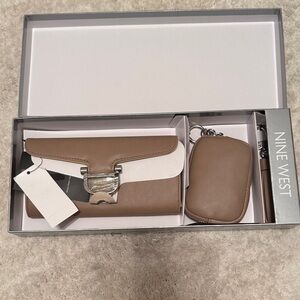 Nine West Brown Wallet and Keychain Set